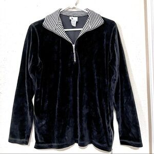 NEWLOOK Zip Half Placket black velvet contracting collar Sweater womens M